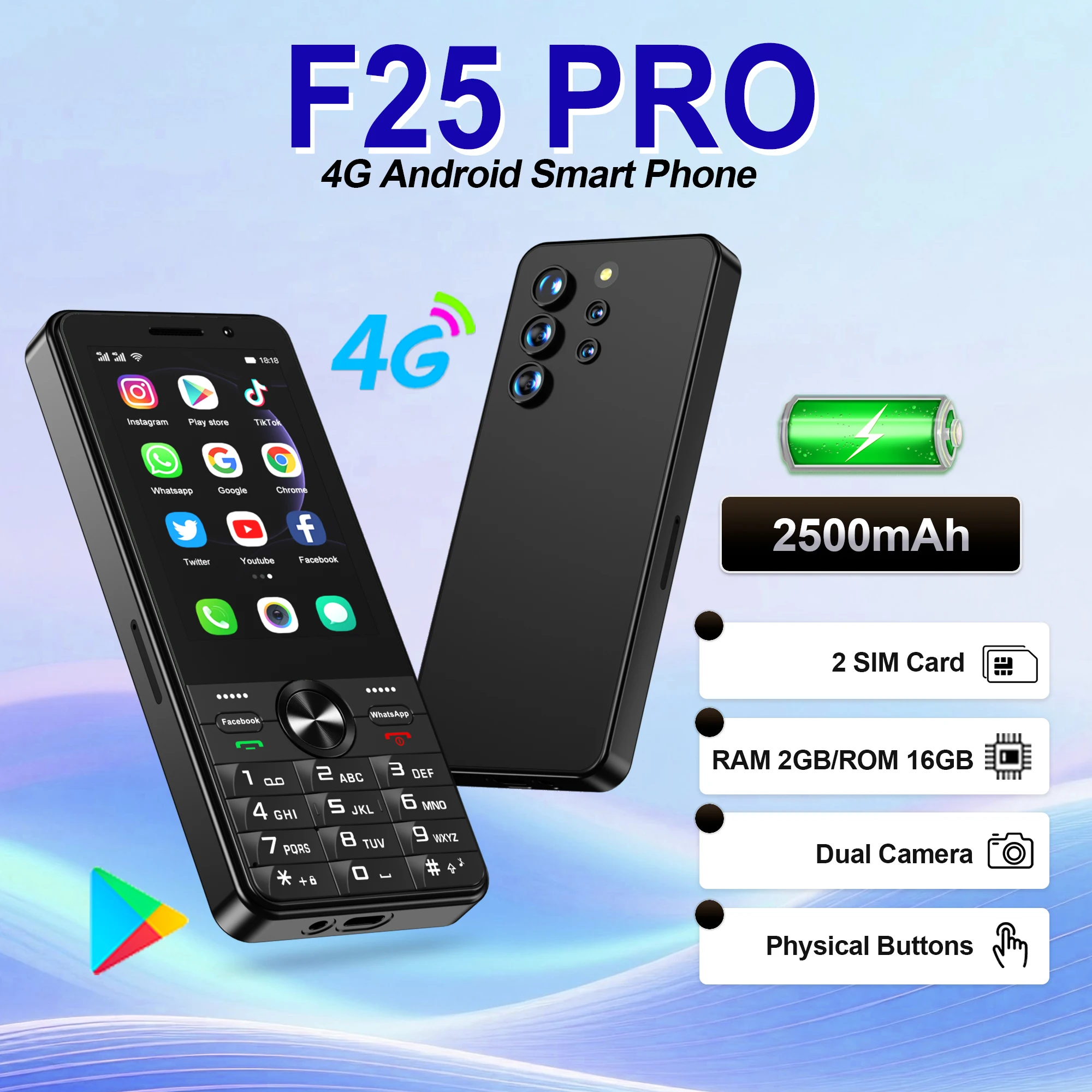 SERVO Android Touchscreen Smartphone 4G LTE 3,5-Zoll-Display Dual-SIM 2GB+16GB Mobiltelefon WIFI GPS Play Store 2500mAh Handy Image