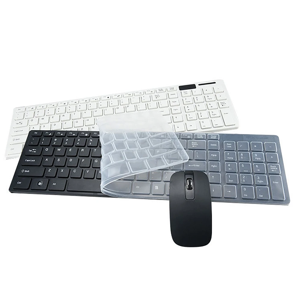 Ultradünnes kabelloses 2,4-G-Tastatur-Maus-Set mit Tastaturfolie, Computer, Büro, Gaming, leise Tastatur und Maus (keine Batterie) Image