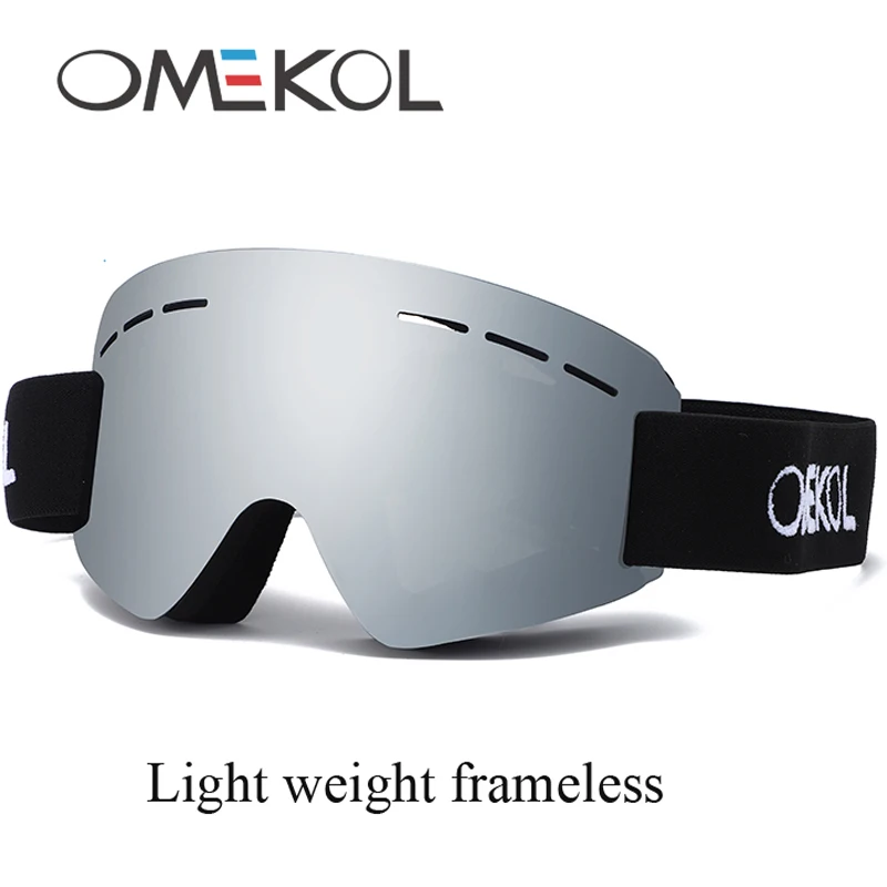 OMEKOL Leichte rahmenlose Antibeschlag-Sicherheits-Skibrille für Herren und Damen, Schnee-Snowboard-Brille, Motorrad, Motocross, Schneemobil-Brille Image