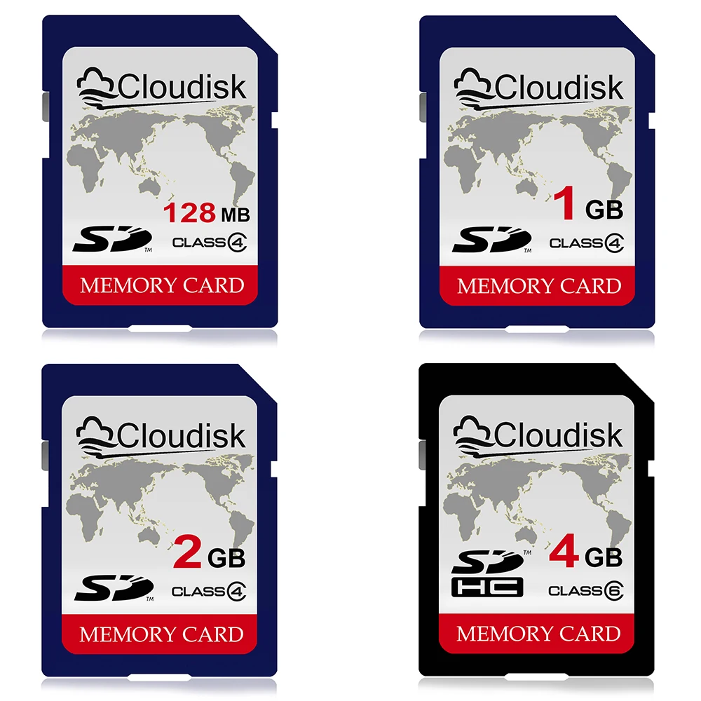 Cloudisk SD-Karte Klasse 6, 4 GB Weltkarte Klasse 4, 2 GB, 1 GB, 128 MB Speicherkarte für Kamera Image