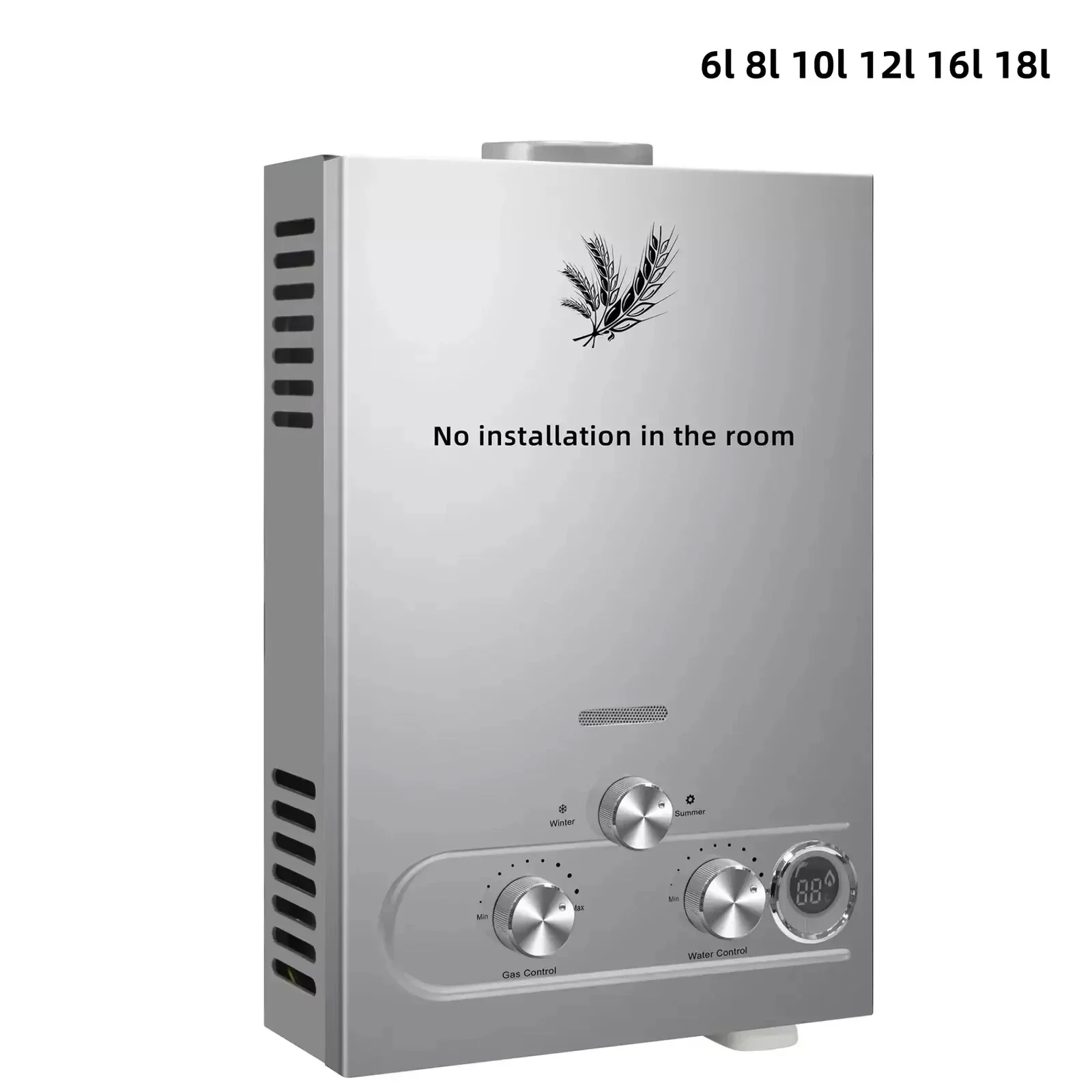 Sihao LPG-Warmwasserbereiter, 6 l, 8 l, 10 l, 12 l, 16 l, 18 l, LPG, tragbarer, sofortiger Flüssiggas-Warmwasserbereiter, Durchlauferhitzer-Kessel-Kit Image