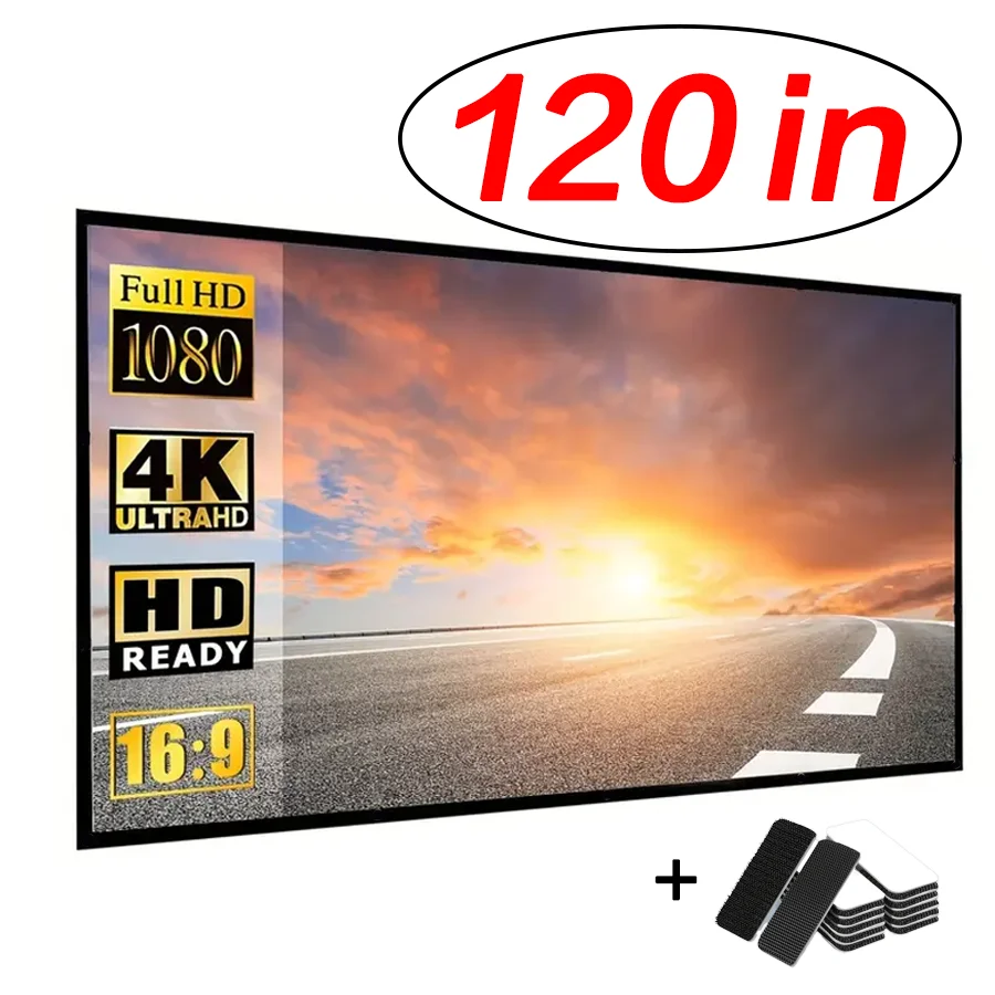 30-120 Zoll 3D tragbare Projektorleinwand 16:9 faltbare Projektion Heimkino Haus Indoor Outdoor 4K HD 1080P flache Lichtabweisung Image