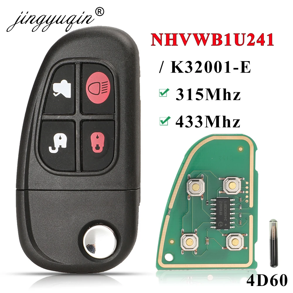 Jingyuqin Auto-Fernbedienungsschlüssel für Jaguar XS Typ 1999–2009 XJ XJR XJ8 315/434 MHz 4D60 Chip Auto Smart Control Flip Key NHVWB1U241 Image