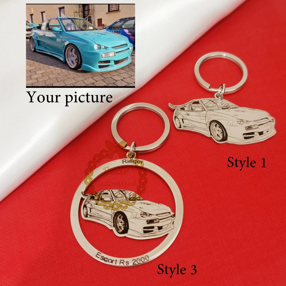 Personalisierter Auto-Schlüsselanhänger mit gravierten Details – personalisierter Schlüsselanhänger, hochwertiger Edelstahl, ideal für Autogeschäfte, Großhandelsgeschenke Image