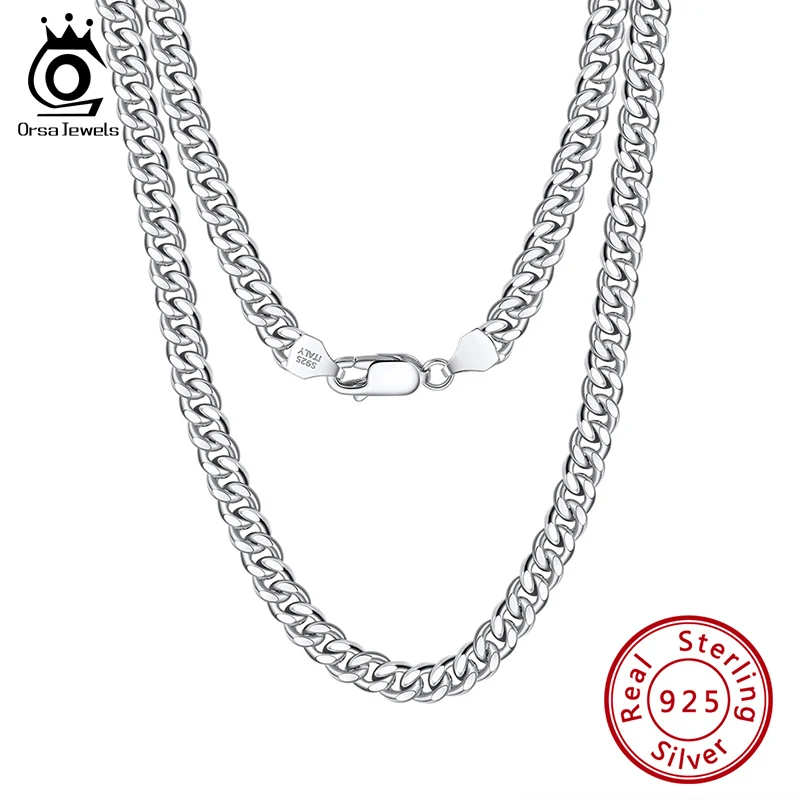 ORSA JUWELEN 925 Sterling Silber Grundlegende Punk Halskette für Männer Frauen Curb Cuban Link Kette Colliers Vintage Punk Junge Männliche geschenke SC37