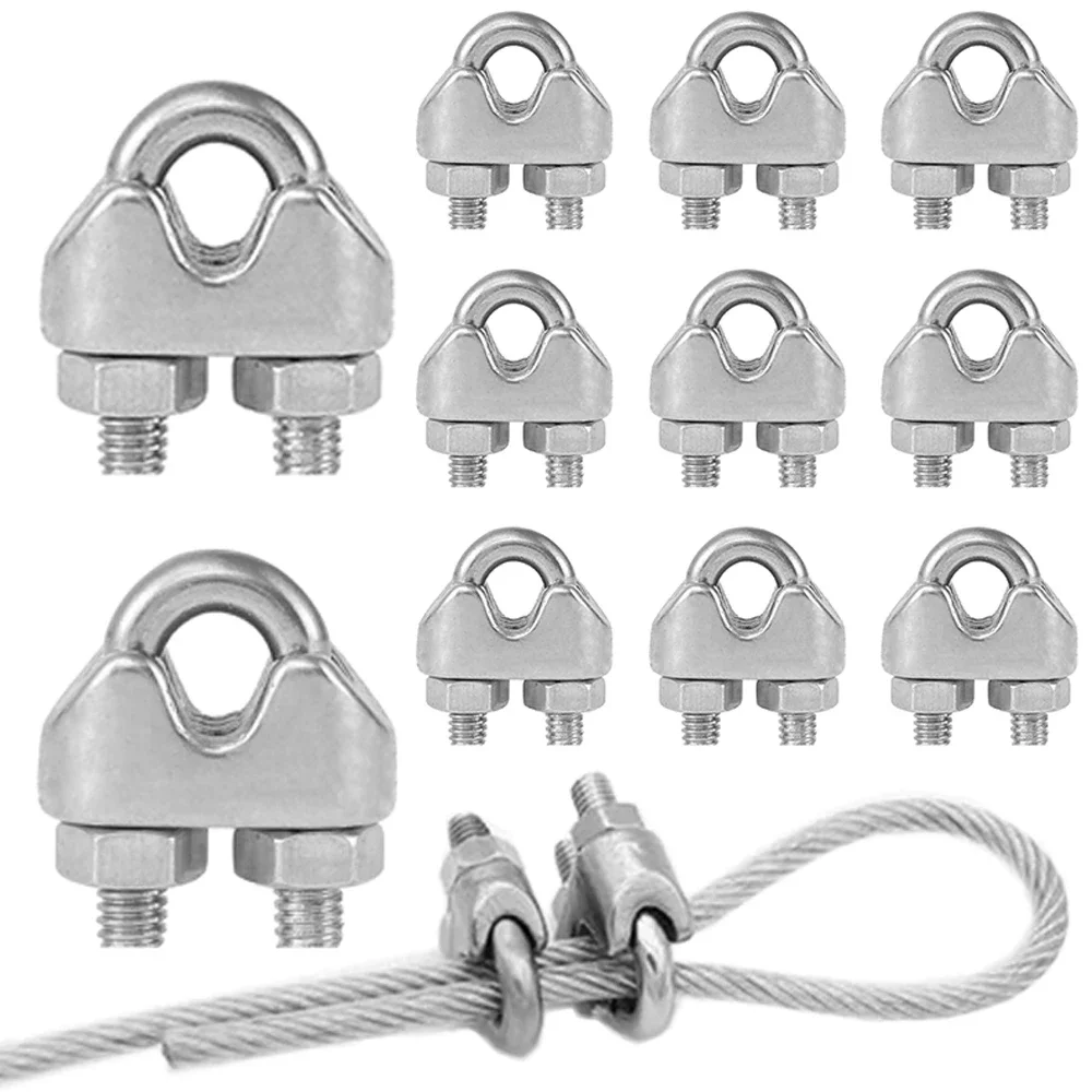 12 Stück U Typ M3 Kabelklemmen 3 mm Drahtseil-Befestigungsclip Schrauben Sattelverschluss Metall Heavy Duty 304 Edelstahl Image