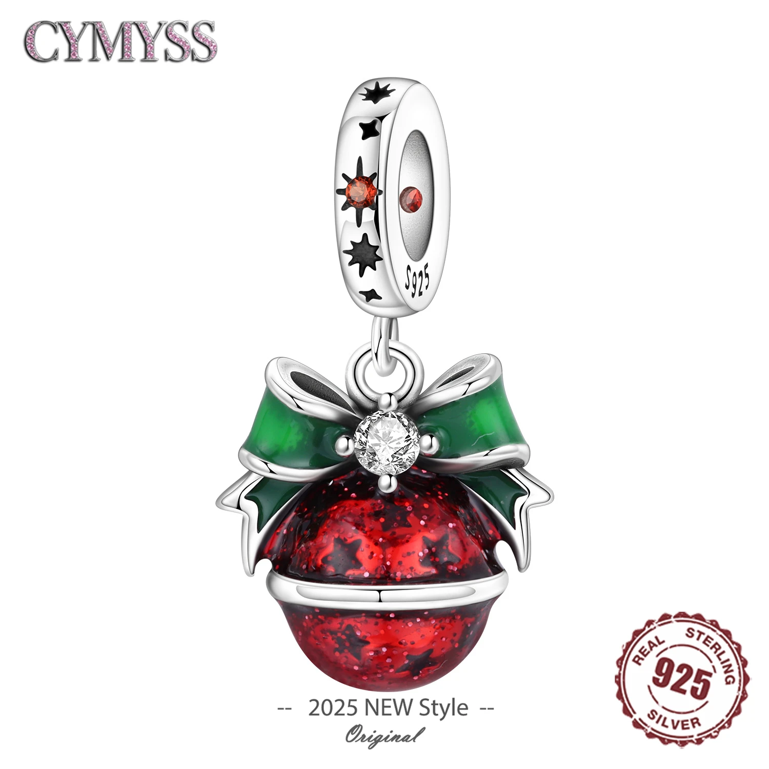 Original 2026 NEU S925 Sterling Silber Rote Glocken-Anhänger Perlen Anhänger Armband Charm Schmuck Neujahrs-Elemente Party DIY Geschenke