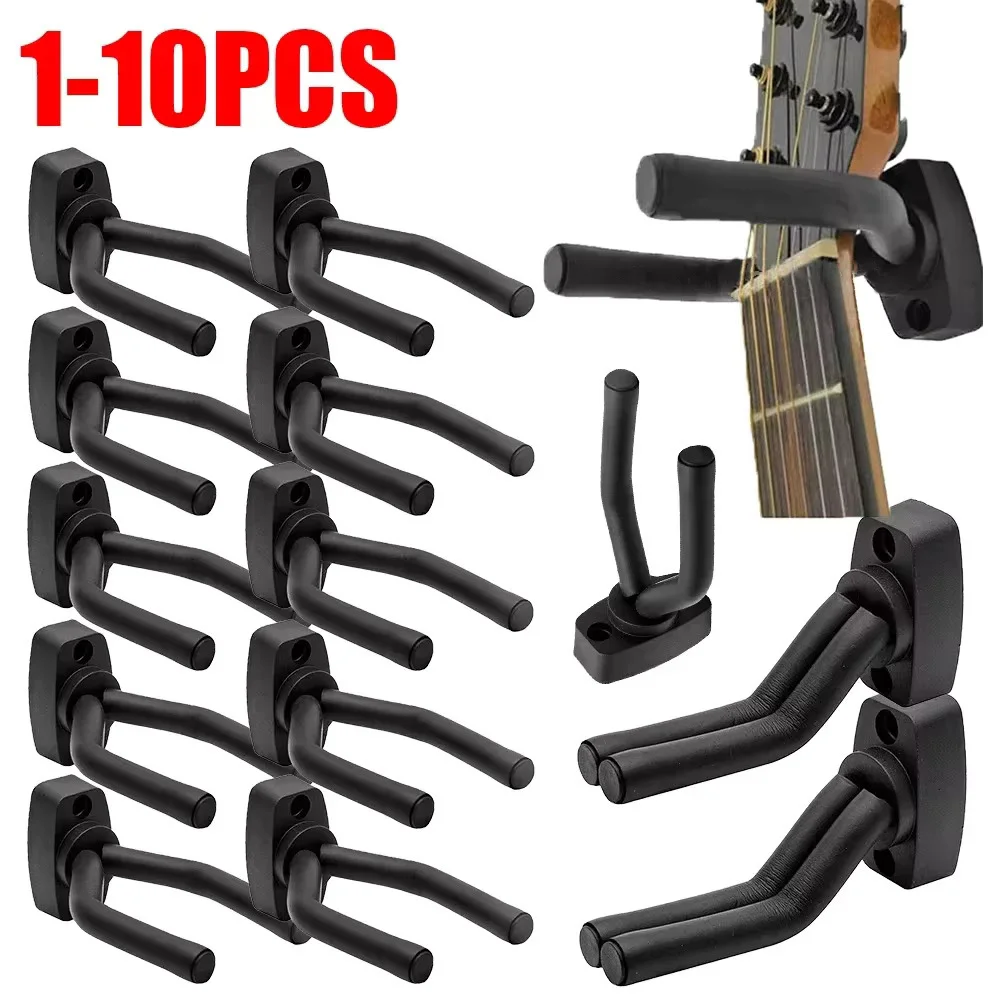 1- bis 10-Gitarren-Wandmontage, schwarze Haken in allen Größen, Bass, Mandoline, Banjo, viersaitiges Instrument, Gitarrenzubehör Image