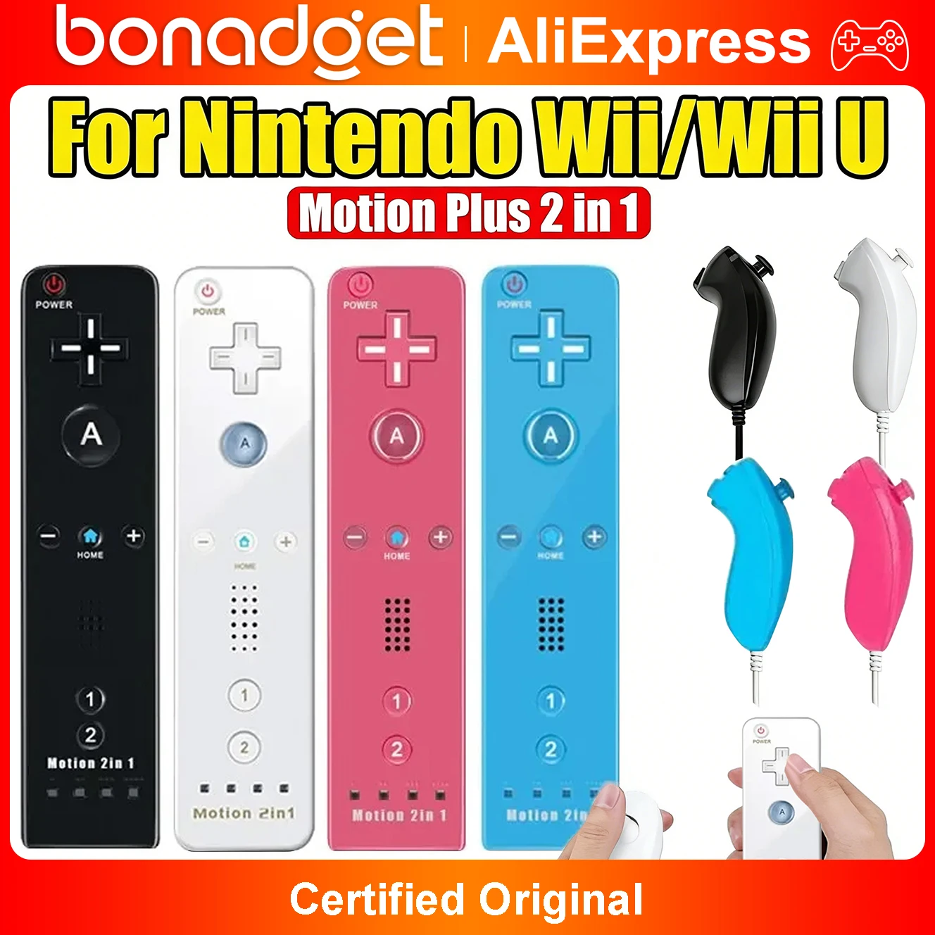 2in1 Für Nintendo Wii Controller Set W/Motion Plus Wireless Joystick Gamepad Fernbedienung W/Silikon Fall Videospiel konsole