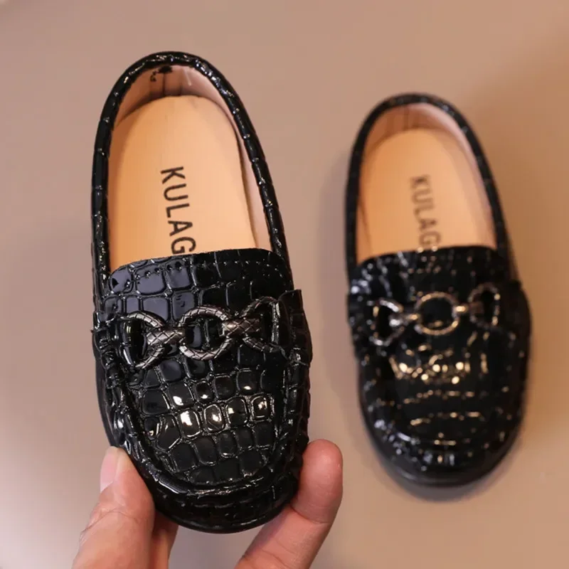 Baby Jungen Lederschuhe Kinder Casual Flats Kinder Loafers Slip-on Metallschnalle Chic Mokassins Flats für Hochzeit Party 21-30 Neu Image