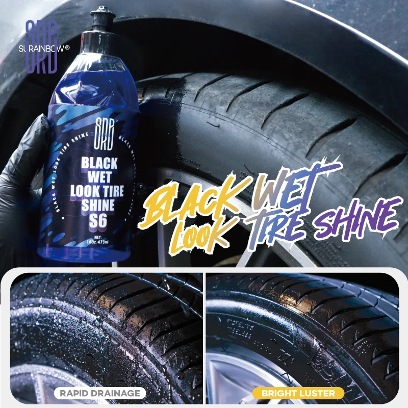 Schwarzer Wet-Look Reifen-Shine-Dressing -Auto-Klarlack-Reifen-Dressing-Spray für glänzende nasse Reifen optik, Vinyl & Kunststoff, Öl basis Image