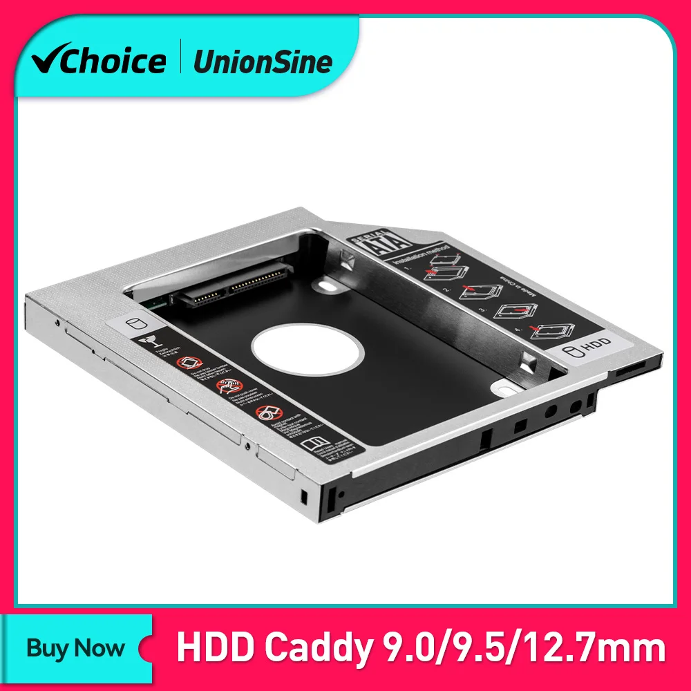 Unionsine 9,0 9,5 12,7mm hdd caddy sata 3,0 für 2.5 ''ssd case festplatten laufwerk adapter für laptop cd DVD-ROM optibay Image