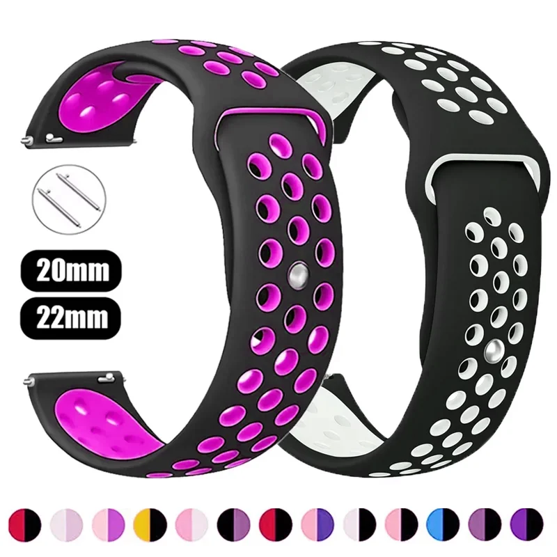 22mm 20mm Uhren armband für Samsung Galaxy Uhr 6-5-Pro aktiv 2 44mm Sport Silikon atmungsaktives Armband Galaxy Uhr 6 4 Armband Image