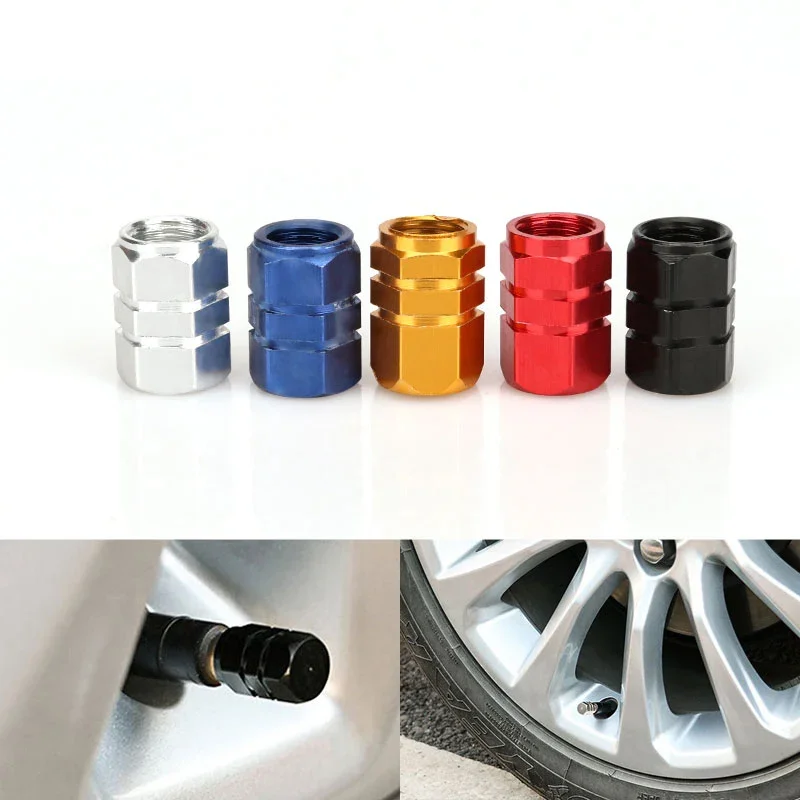 Autoreifen-Ventilkappen aus Aluminiumlegierung, Airdust, wasserdicht, Reifenfelgen-Vorbau-Abdeckung für Autos, Motorräder, Fahrräder, 4 Stück Image