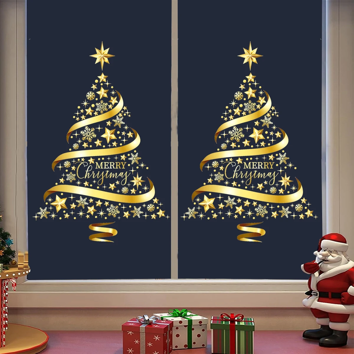2025 Frohe Weihnachten Fensteraufkleber Weihnachtsbaum Muster Mall Glasfenster Display Elektrostatischer Aufkleber Weihnachtsschmuck Navidad Noel