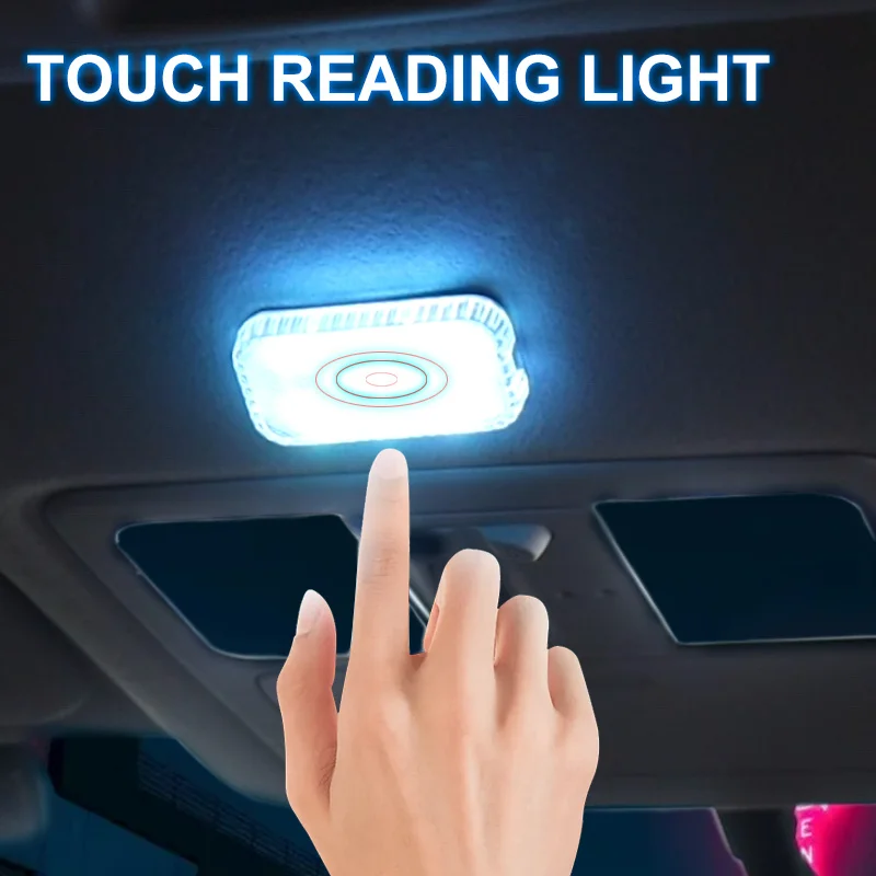 LED Touch Licht Mini Drahtlose Auto Innen Beleuchtung Auto Dach Decke Leselampe für Tür Fuß Stamm Lagerung Box USB Lade