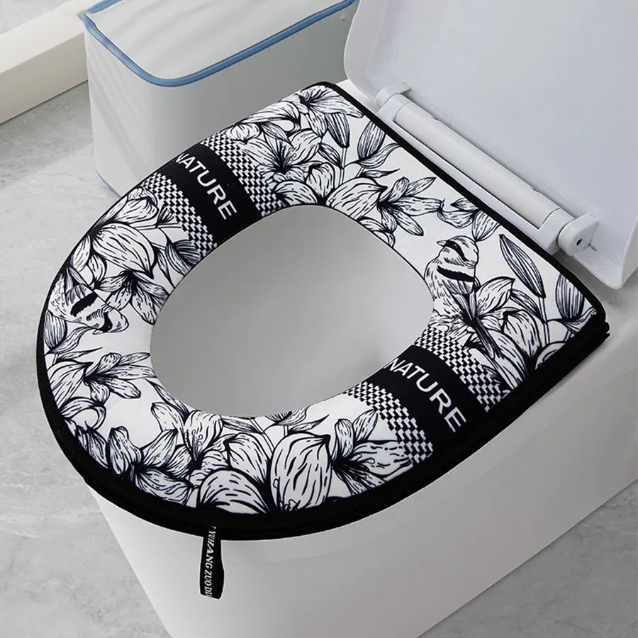 1 Stück verdickter Toilettensitz, Toilettenabdeckung mit Reißverschluss, universelle wasserdichte Toilettenabdeckung mit Cartoon-Motiv, einfaches universelles wasserdichtes Toilettensitzpolster, Toilettenheizkissen