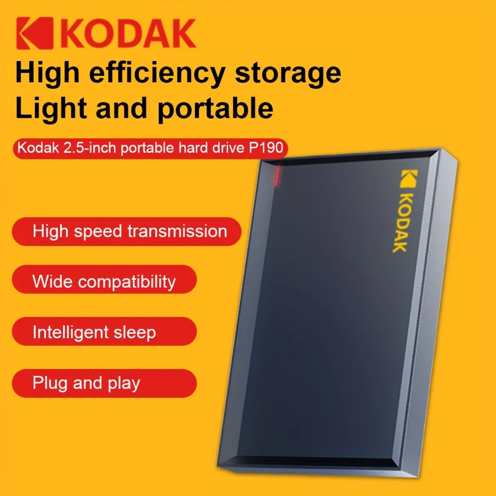 Kodak tragbare externe Festplatte PHDD, unterstützt USB 3.0, 500 GB/1 TB/2 TB Kapazität optional Image