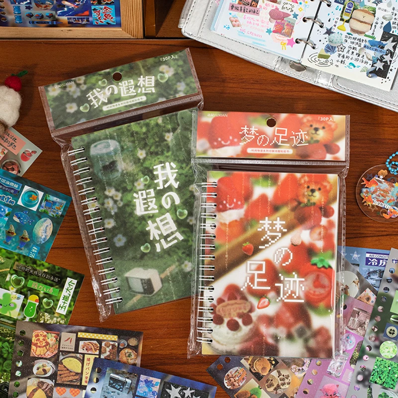TIANZI 20/40 Stück Retro japanisches Briefpapier gestanzte Aufkleber Buch Cartoon dekorativ für handgefertigte Scrapbooking Journal Supplies Image