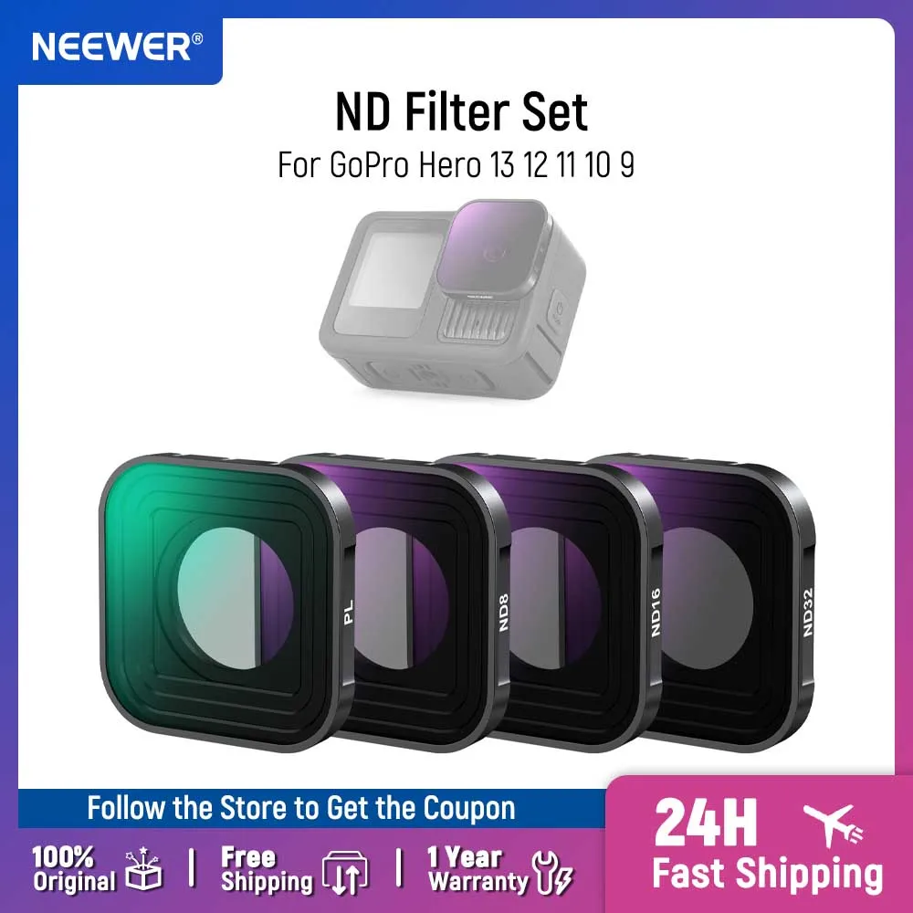 NEEWER CPL ND Filter für GoPro Hero 13 12 11 10 9 HD mehrfach beschichtete schlanke Zirkularpolarisator-Action-Kamerafilter mit neutraler Dichte Image