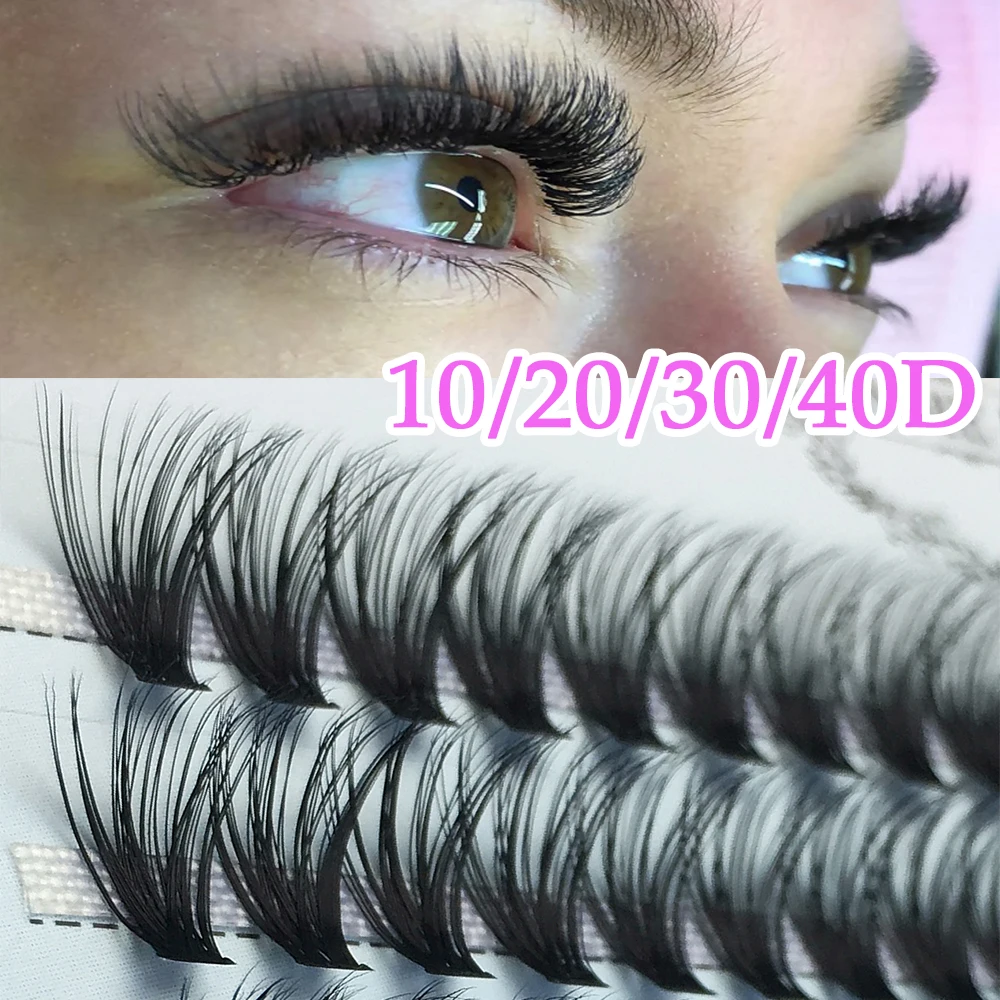 100 Bündel Cluster-Wimpern, natürliches Haar, einzelne Wimpern, 20D/30D, künstlicher Nerz, DIY, fertige Fächer, 8–16 MIX, untere gefälschte Wimpern Image