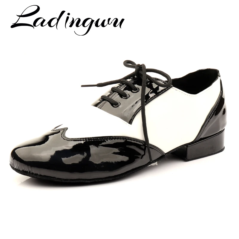 Ladingwu herren Latin Dance Schuhe Männlichen Echtem Leder Moderne Tanz Schuhe Ballsaal Tanz Schuhe Square Dance Schuhe Latin 2,5 CM