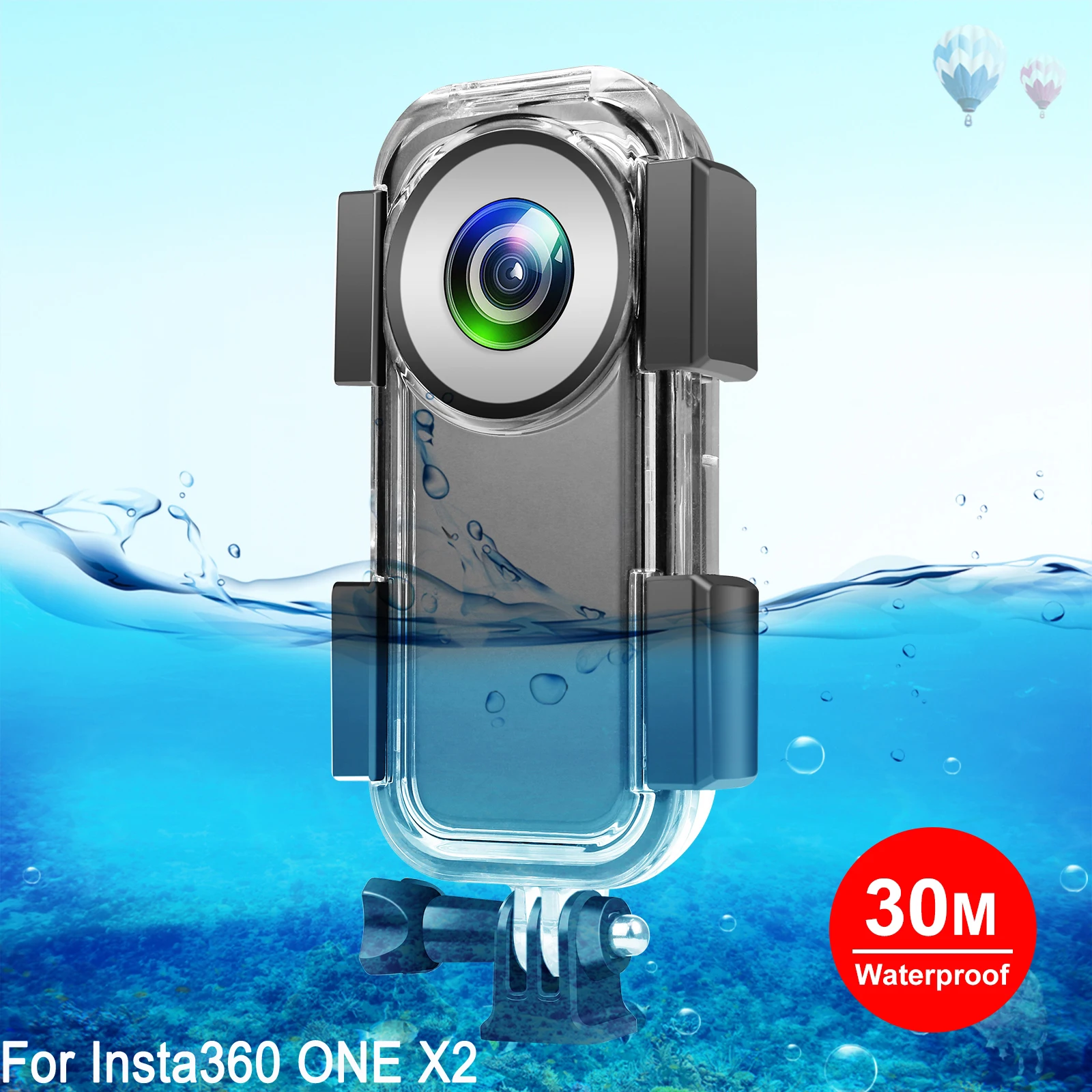 PULUZ 30m wasserdichtes Unterwasser gehäuse für Insta360 ONE X2 Tauch abdeckung zubehör Image