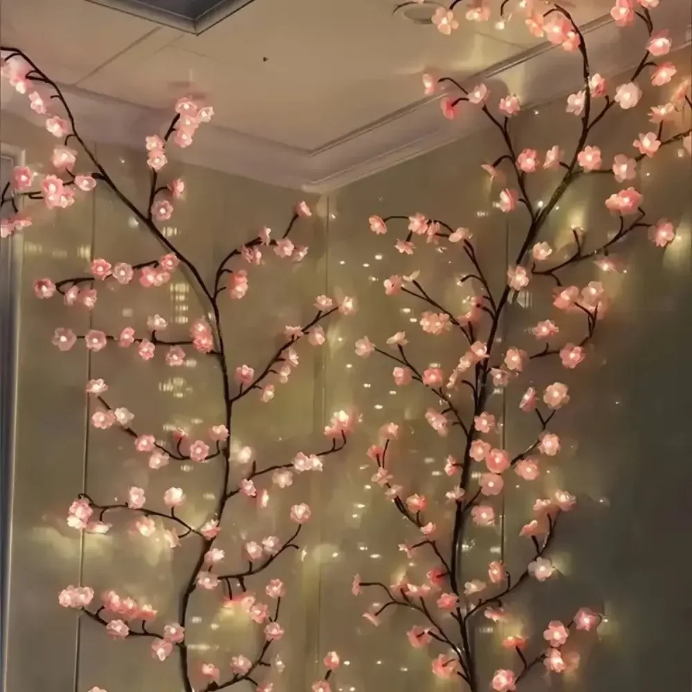 Kirsche LED Baum Zweig Lichter für Wand Kirschblüte Weide Rebe Zweig Dekor Girlande Weihnachtsdekorationen Indoor Home Wand Tür Image