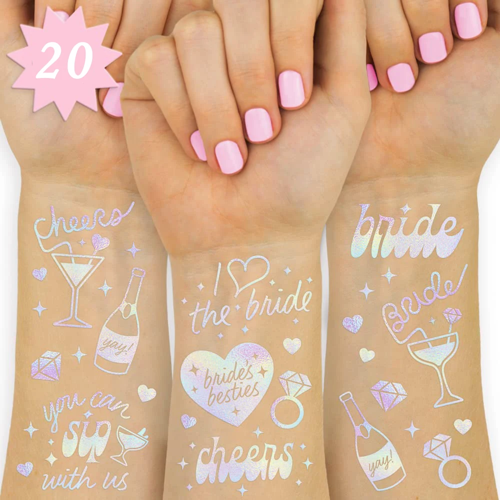 1 Blatt Cheers Bachelorette Temporäre Tätowierung Schillernde Stile Bachelorette Party Dekoration Brautjungfer Bevorzugung Tattoo Aufkleber Image