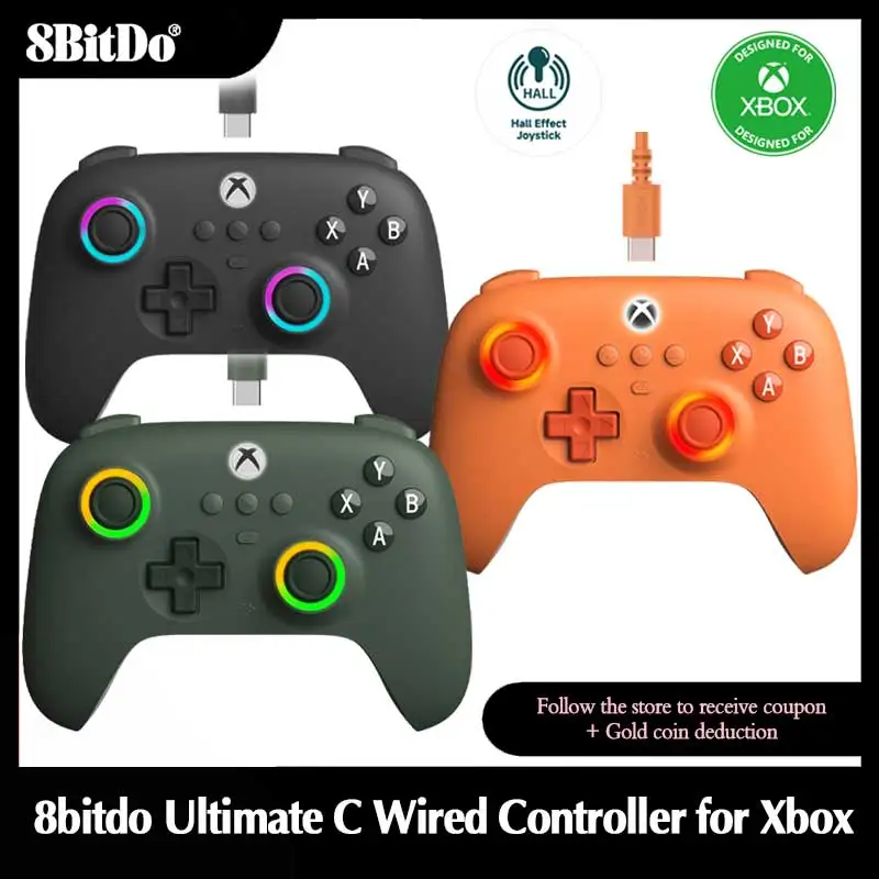 8Bitdo ultimative c verdrahtete Controller USB-Gamepad mit Hall-Effekt-Joysticks für PC-Fenster und Xbox-Serie x 、 Serie s, Xbox One,. Image