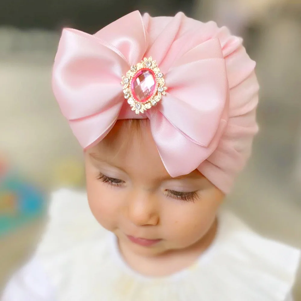 1 Stück Kinder Druck Babymütze Kinder Mütze Neugeborene Mädchen Schleife Diamant Fotografie Requisiten Frühling Herbst Beanie Säuglings Requisiten Image