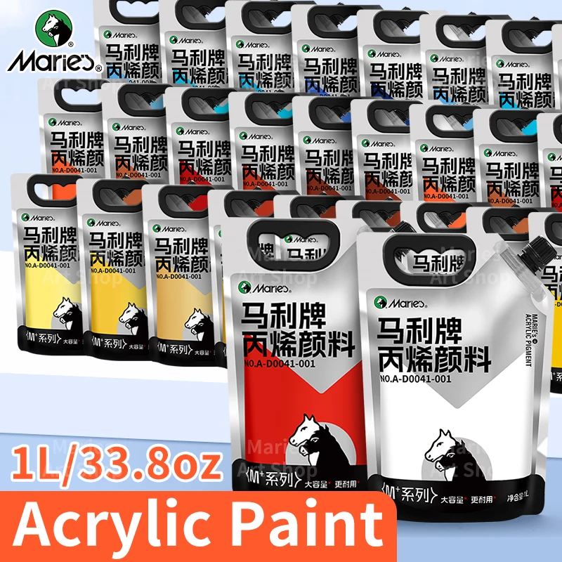Marie's große Acrylfarbe in großen Mengen (1 l/33,8 oz), Farbe auf Leinwand, Glas, Stein, reichhaltige Pigmentkunstmalerei für Künstler, Erwachsene