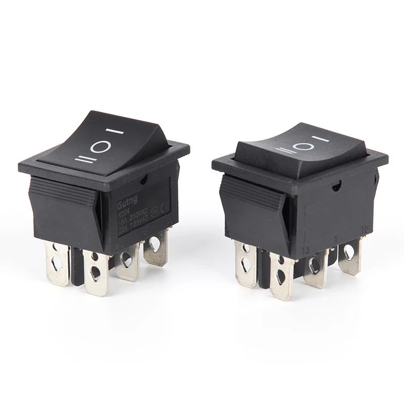 2PCS Wippschalter 6 Pins 3 Position ON/Off/ON AC 20A/125V 16A/250V DPDT Auto Boot Schwarz Schalter Image
