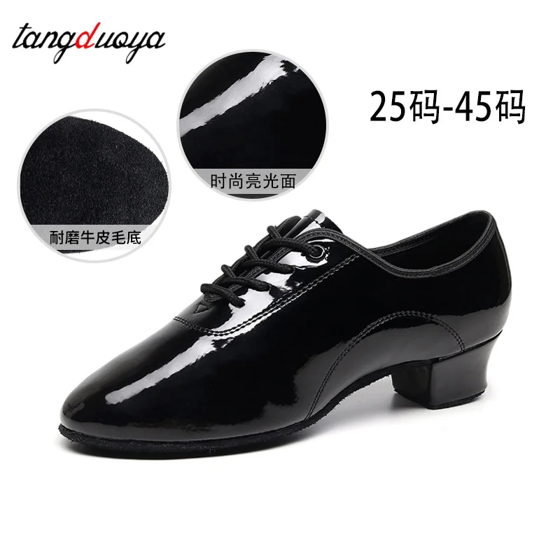Männer Latin Dance Schuhe Jungen Schwarz weiches leder Low Heels Ballsaal Tanzen Schuhe Tango Salsa Rumba Moderne Jazz Schuhe Trainin