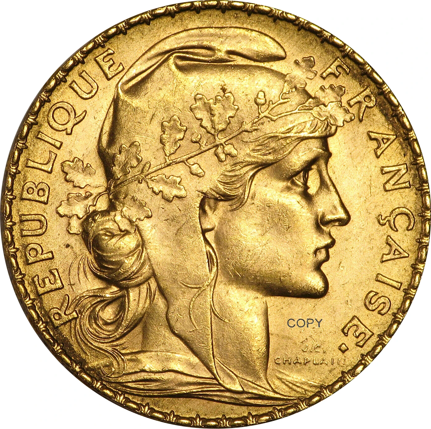 Frankreich 20 Franken 1914 Gold Marianne Hahn Messing Metall Kopie Münzsammlung Gedenkmünzen Ww2 Moneda Sammlermünzen Image