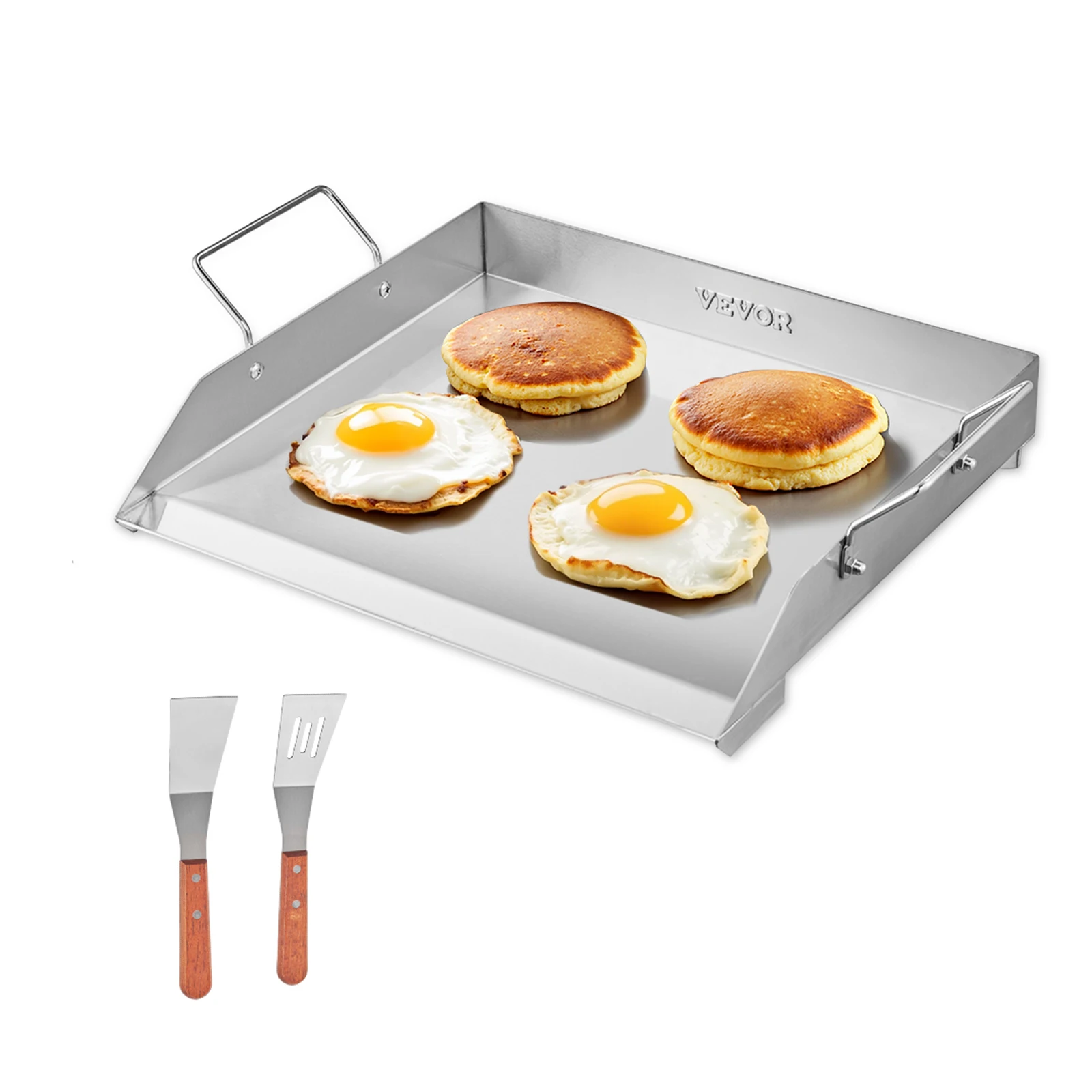 SucceBuy Edelstahl-Grillplatte, flache Oberseite, rechteckige Platte, Grillplatte, Gasgrill-Grillplatte für Grill, tragbares Kochgeschirr Image