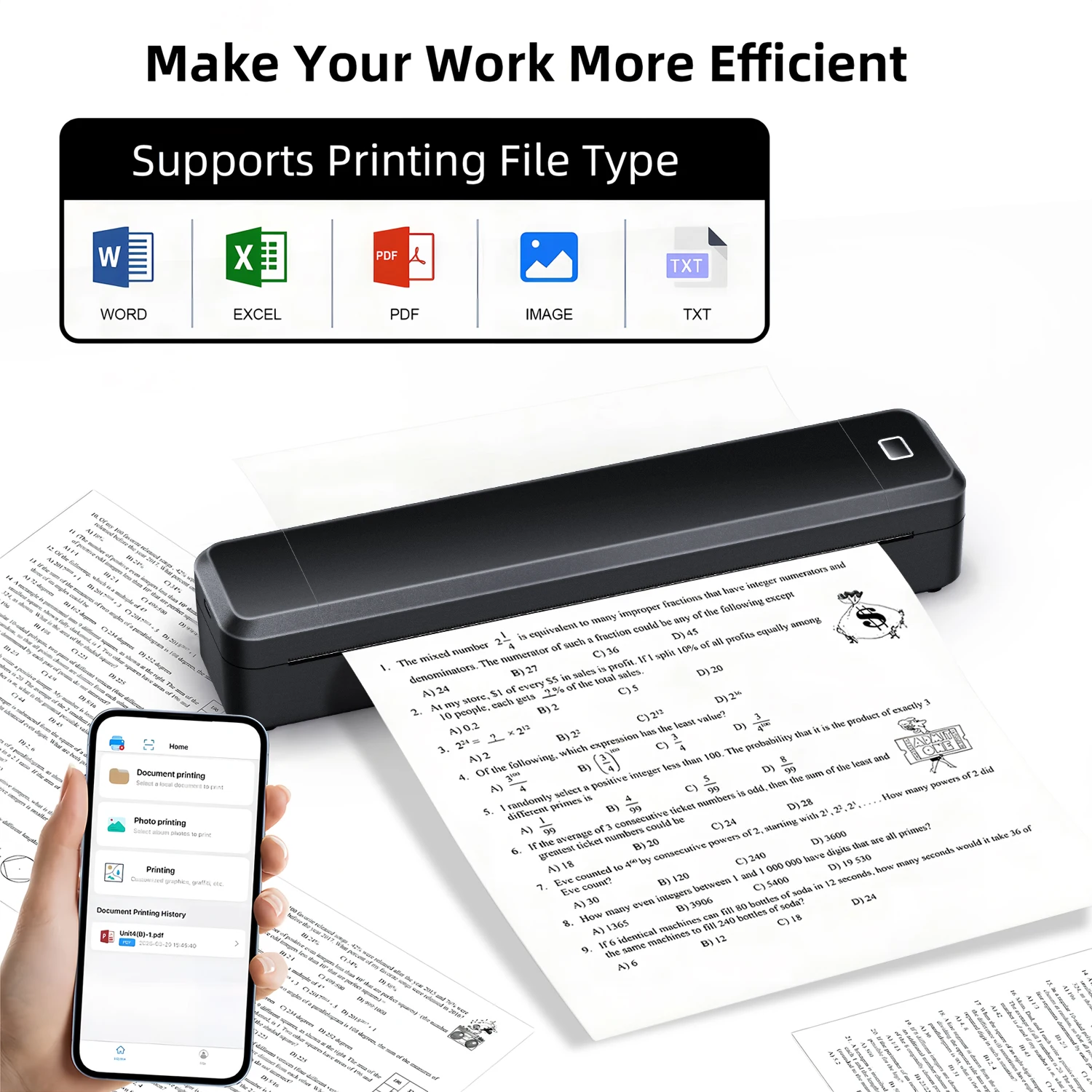 Marklife X8 Mini A4 Thermodrucker Bluetooth Fotos PDF Dokumentendruck Tintenlose Maschine für Büroarbeit Zuhause Schule Reisen Image