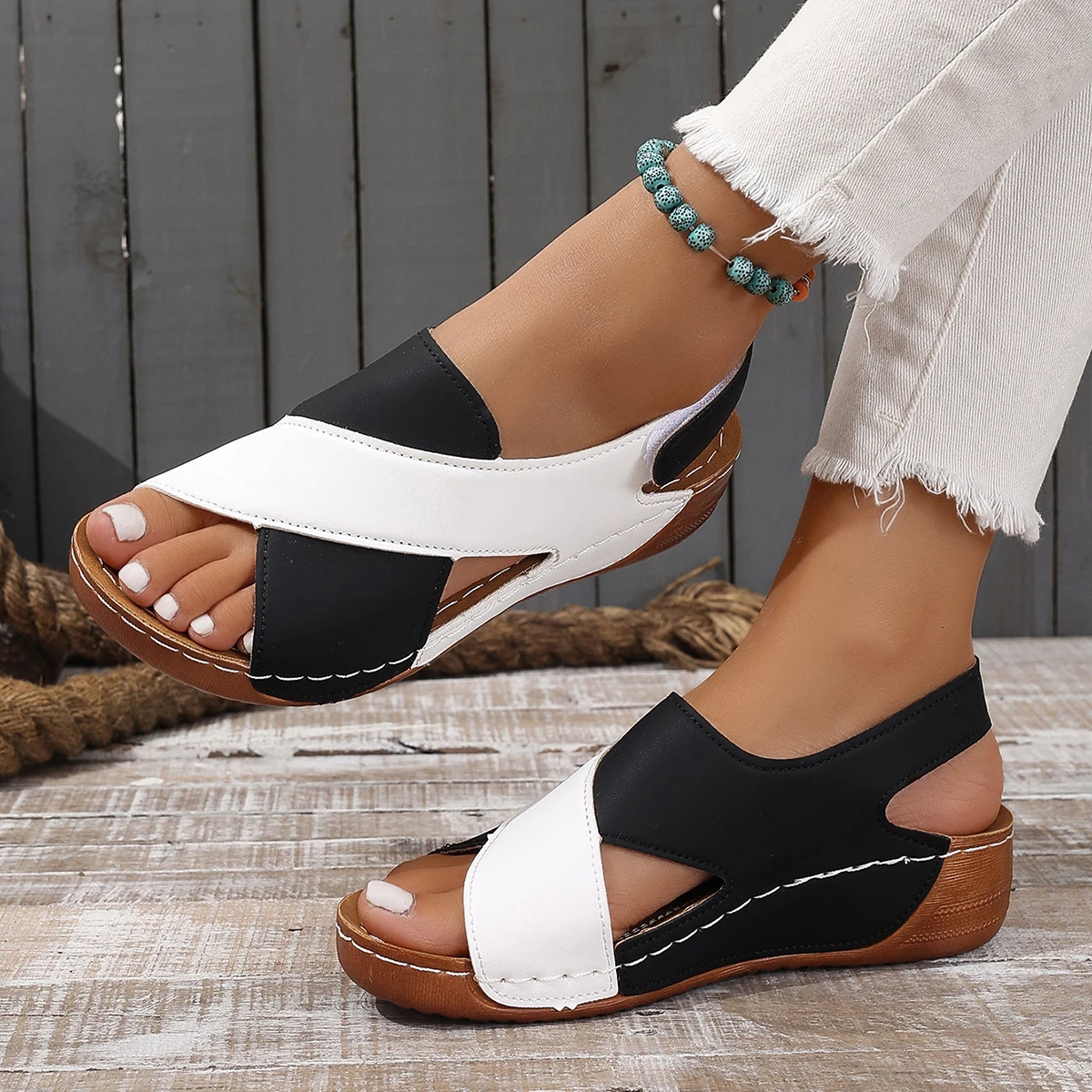 Sommerschuhe Damen Sandalen plus Größe Wanderschuhe lässig Damen Schuh Keils andalen Damen Party Damenschuhe Damen Sandale