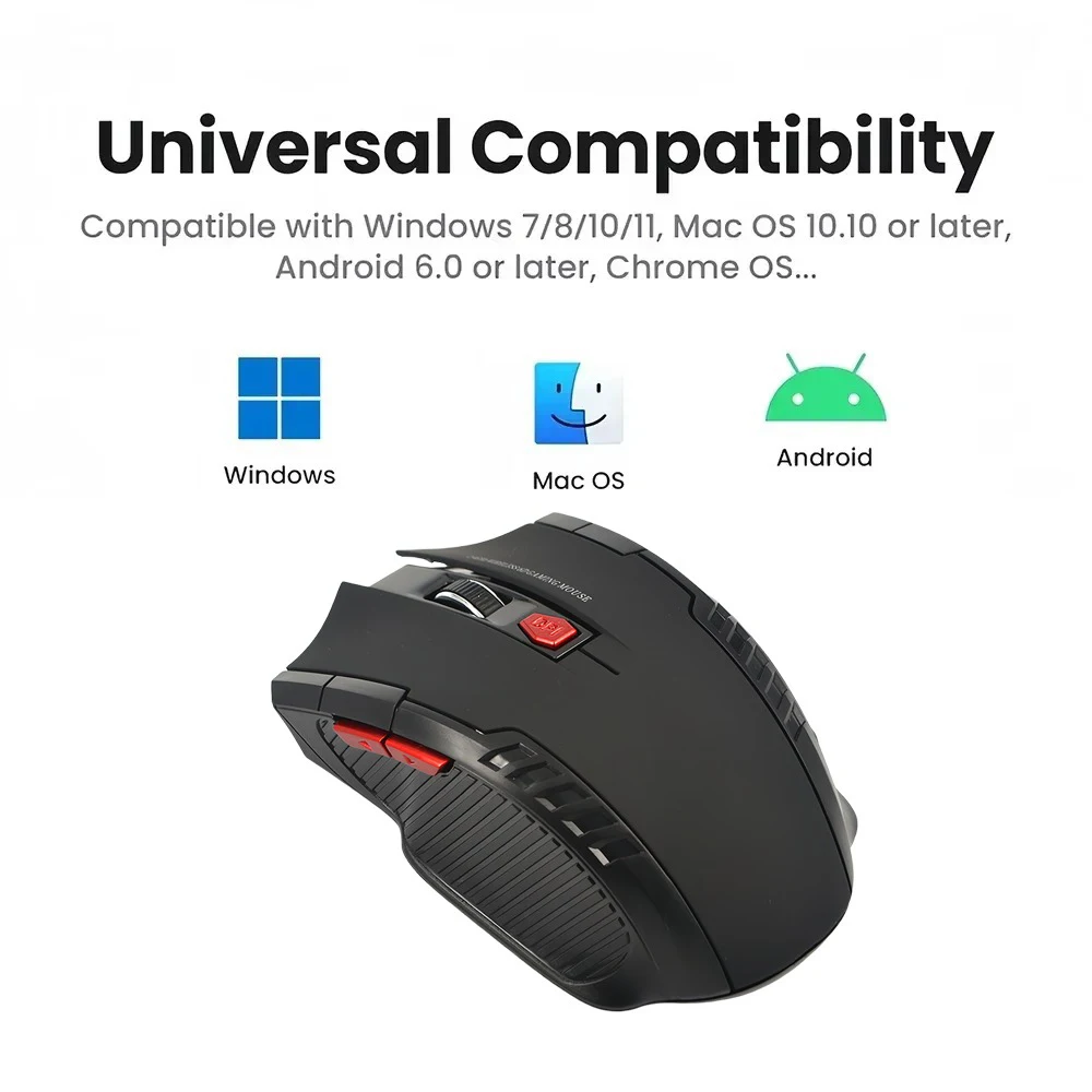2,4G Kabellose Mini-Maus mit USB-Empfänger, 1600 DPI Optische Funkmaus, Professionelle USB-Maus mit Rechtshänder-Scrollrad für Laptop und PC-Gamer Image