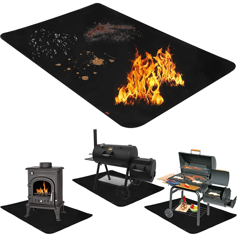 LMETJMA Untergrillmatte, hitzebeständige Grillmatten für Outdoor-Grill, doppelseitig, wasserdicht, feuerfest, ölbeständig, Grillunterlage JT335 Image