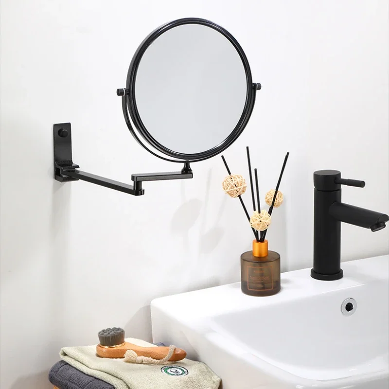 Schminkspiegel zur Wandmontage, 20,3 cm Vergrößerung, zweiseitiger Spiegel, Weltraum, Aluminium, Schwarz, Schminkspiegel, Kosmetik, Geschenk für Damen Image