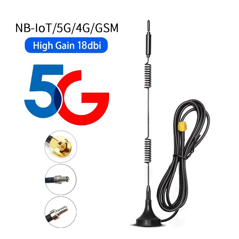 GSM 4G 5G Magnetantenne 600-6000 MHz 18 dBi SMA-Stecker mit 1,5 m 3 m Kabel 2,4 G WLAN-Antenne für Modem-WLAN-Router Image