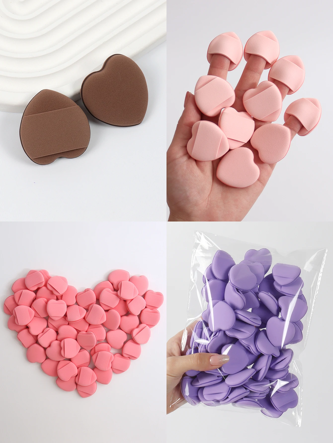 50 Mini-Fingerkissen Luftkissen-Puderquaste, Latexfreier Mischschwamm und Kosmetikquaste zum Auftragen von Flüssig-Foundation Image