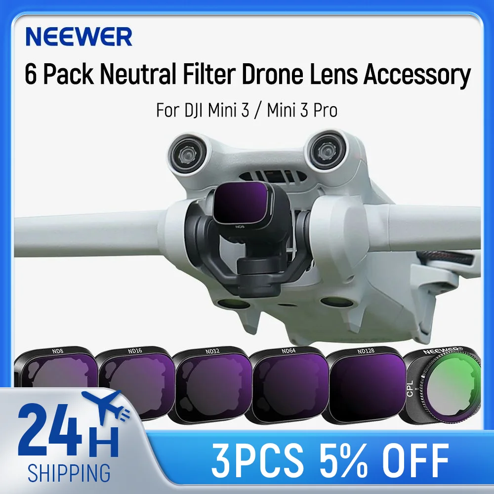 Neewer nd Filterset kompatibel mit dji mini 3/mini 3 pro, 6er Pack Filter drohnen linsen zubehör mit neutraler Dichte Image