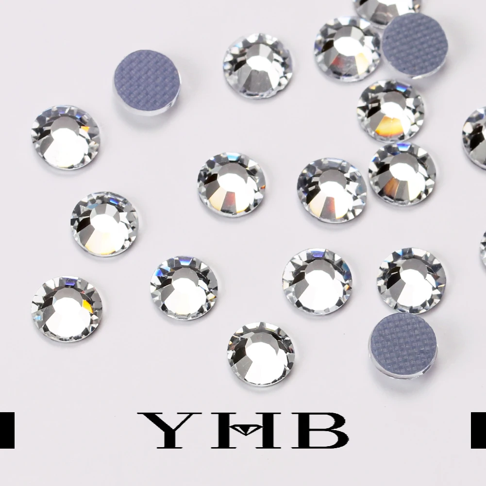 YHB Hohe Qualität Weiße Seide Mocca Flatback Hotfix Strass Für Schuhe Taschen Stoff Bekleidungs Dekoration Diy Schmuck Zubehör Image