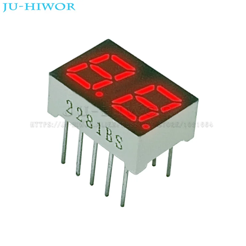 10 Stück 0,28 Zoll 10 Pins 2281AS 2281BS 2 Ziffern Bits 7 Segment Rote LED Digitalanzeige Digitron Gemeinsame Anode Kathode C-C C-A Image