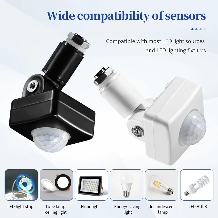 AC110-240V Bewegungssensor für Menschen 120 ° Ersatz-PIR-Bewegungsmelder für den Lichtschalter-Sensor mit einstellbarer Zeiterkennungsbereich für zu Hause Image