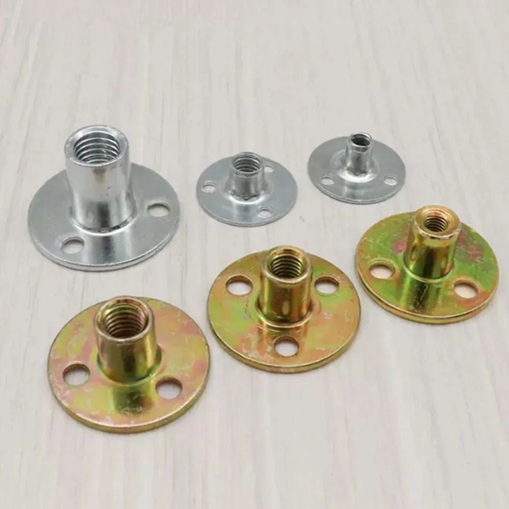 5 teile/satz nützliche Metall Drei-Loch-Verriegelung flansch mutter rund flach m6 m8 m10 Konter muttern Mutter Befestigungs element T-Stück Möbel muttern Schraube Image