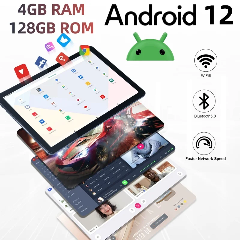 Heiße Angebote: 4GB RAM, 128GB ROM, 10,1 Zoll Android 12 Tablet, Octa-Core MTK8183 CPU, unterstützt GPS, WLAN, 6000mAh Akku, 1 x Type-C USB-Anschluss Image