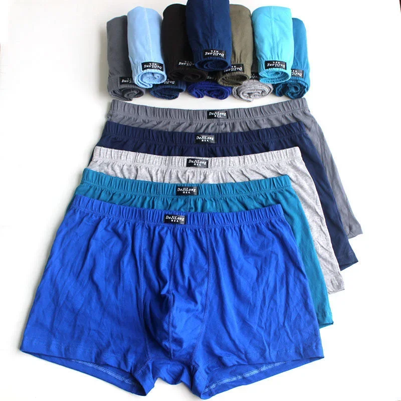 5er-Pack Boxershorts aus 100 % Baumwolle für Herren, 6XL, große und große, atmungsaktive Unterwäsche mit Anti-Ride-Up, weiche bedruckte Boxershorts Image